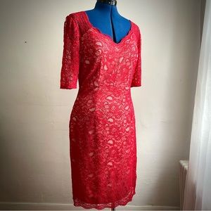 Red Lace Lined Cocktail Dress